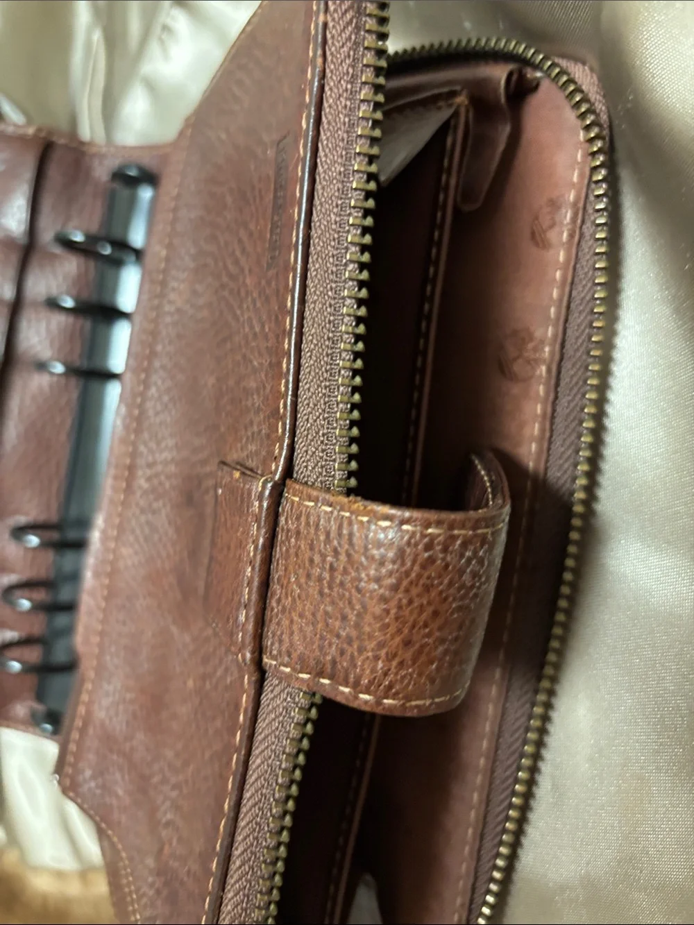 Timberland Binder Agenda Leather Planner Brown  Notebook Organizer Zip/Snap